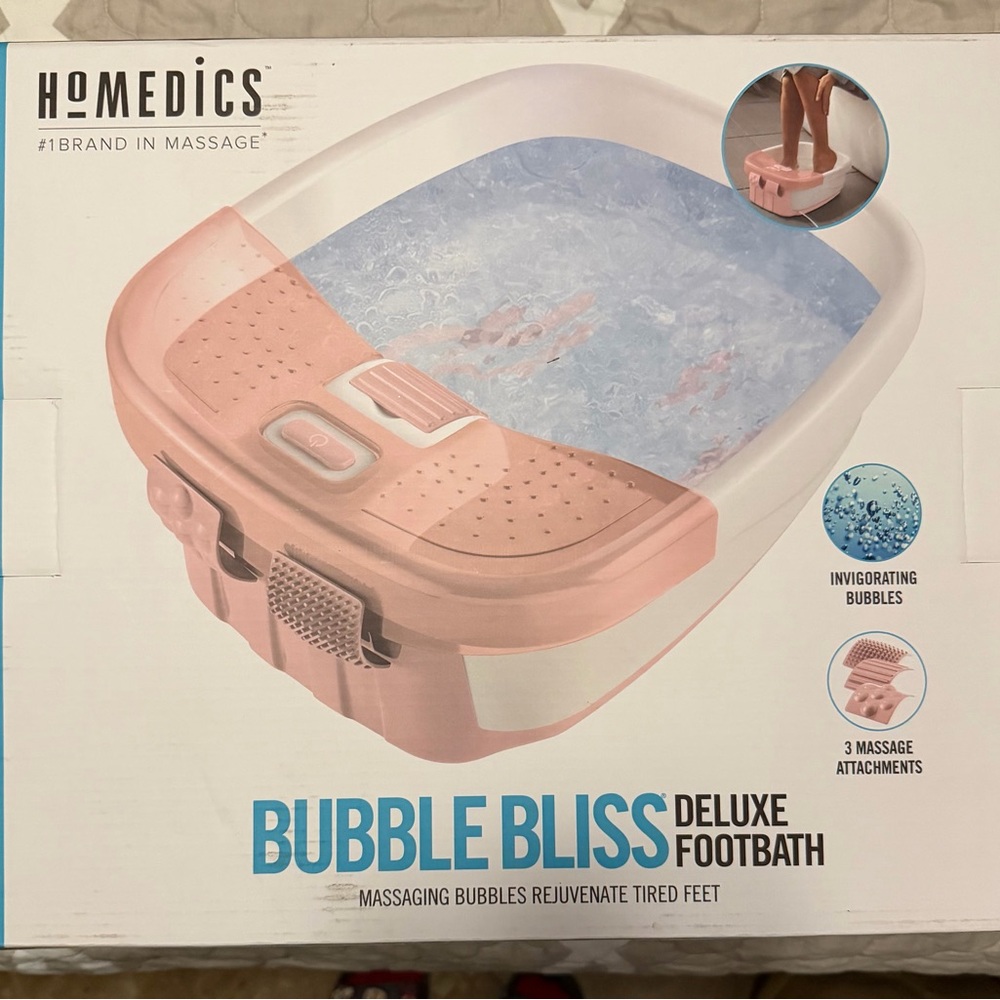 Homedics Bubble Bliss Deluxe Footbath - Pink and White